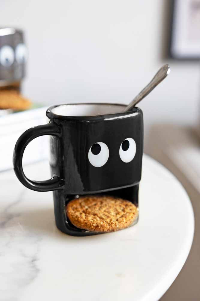 Black Cookie Holding Face Mug