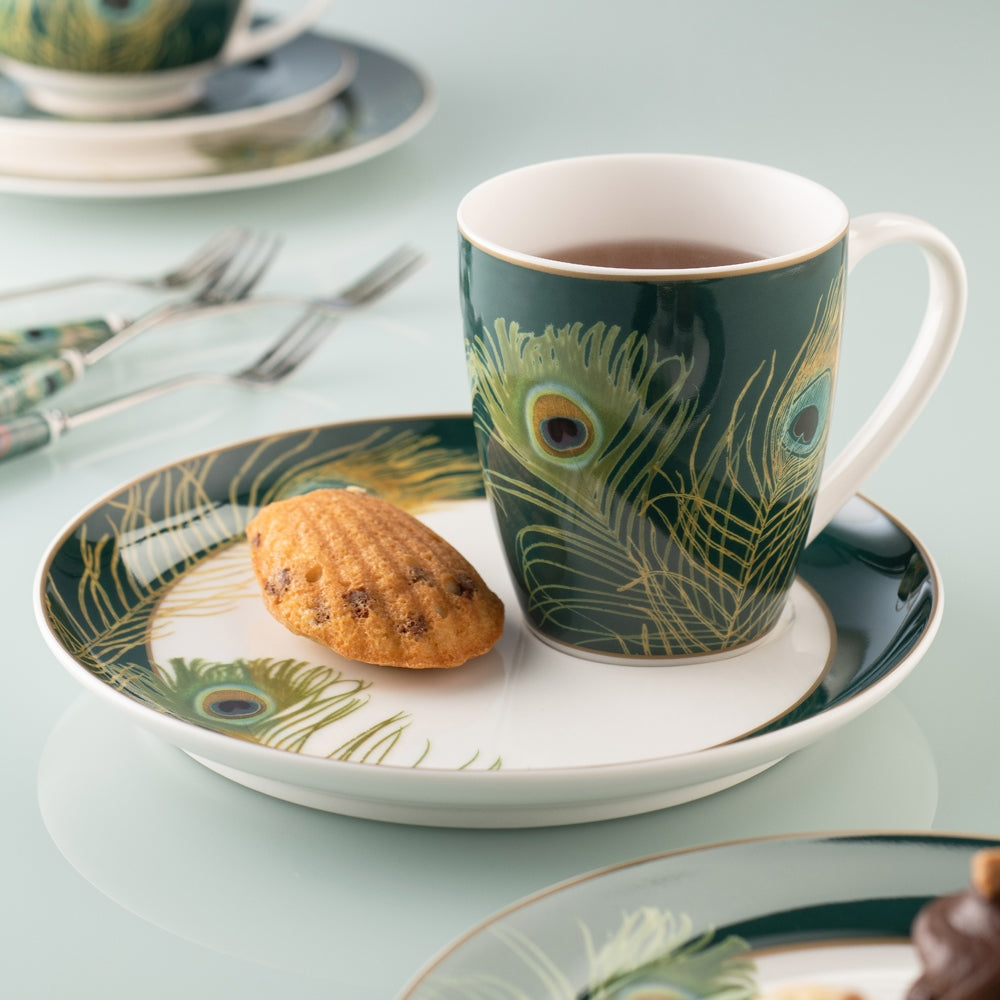 Aynsley Peacock Feather Mug & Tray Set