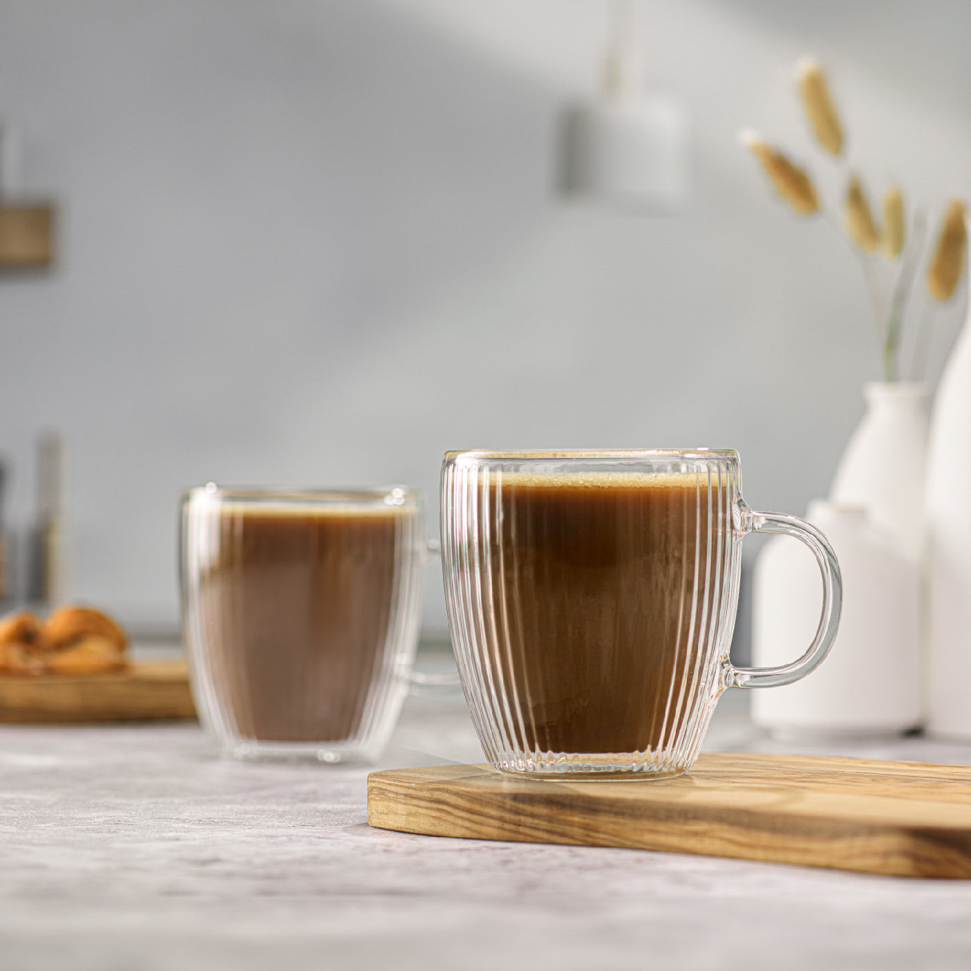 Savor Fluted Double Wall Glass Mug