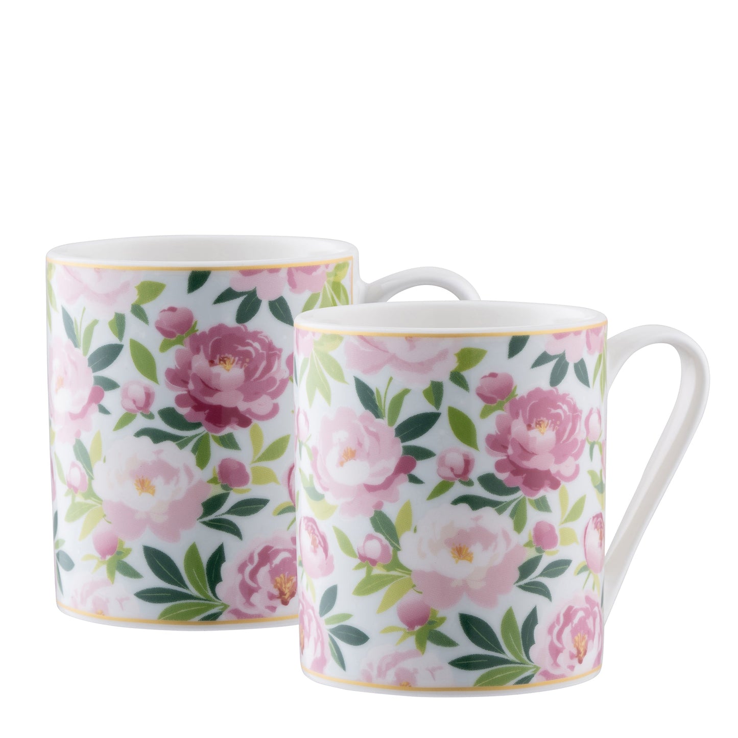 Aynsley Pink Peony Mugs - Pair